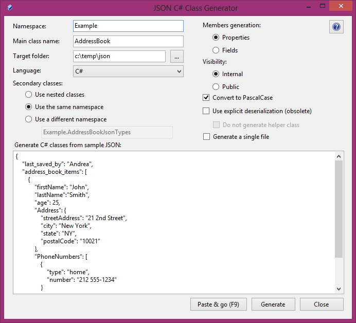 Json C Class Generator 네이버 블로그