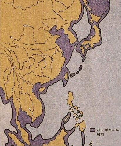 빙하기 한반도 주변 지형도